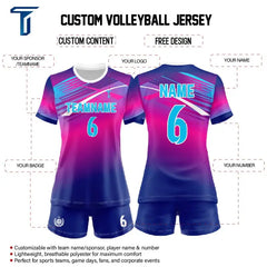 Custom Violet Gradient Women's Volleyball Jersey Set