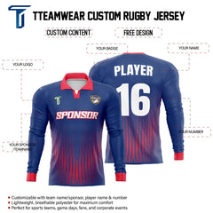 Custom Mirage Long Sleeve Rugby Social Jersey