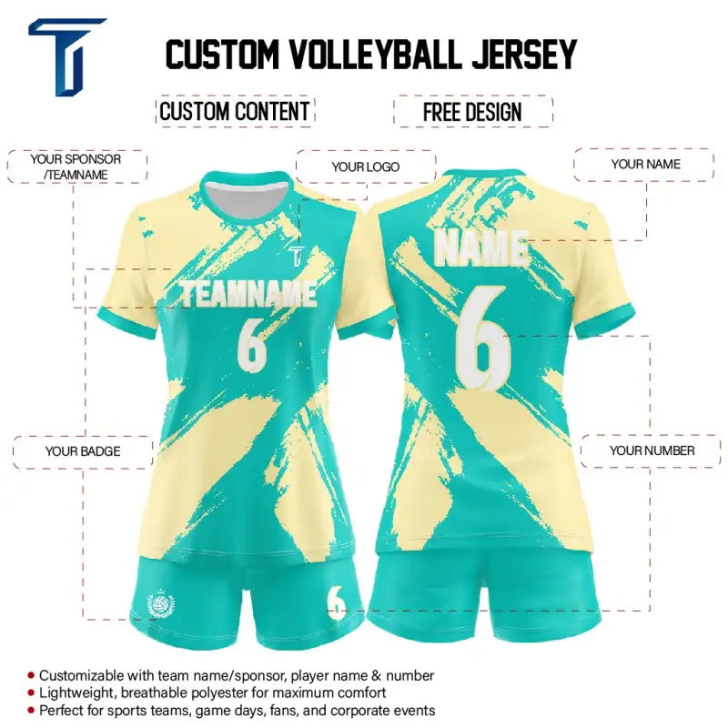 Custom Green Strokes Women's Volleyball Jersey Set