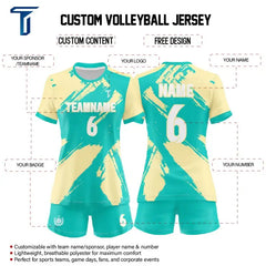 Custom Green Strokes Women's Volleyball Jersey Set