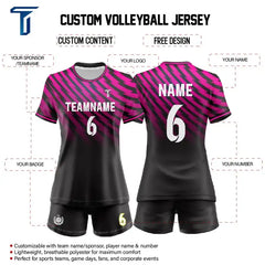 Custom Purple Black Gradient Women's Volleyball Jersey Set