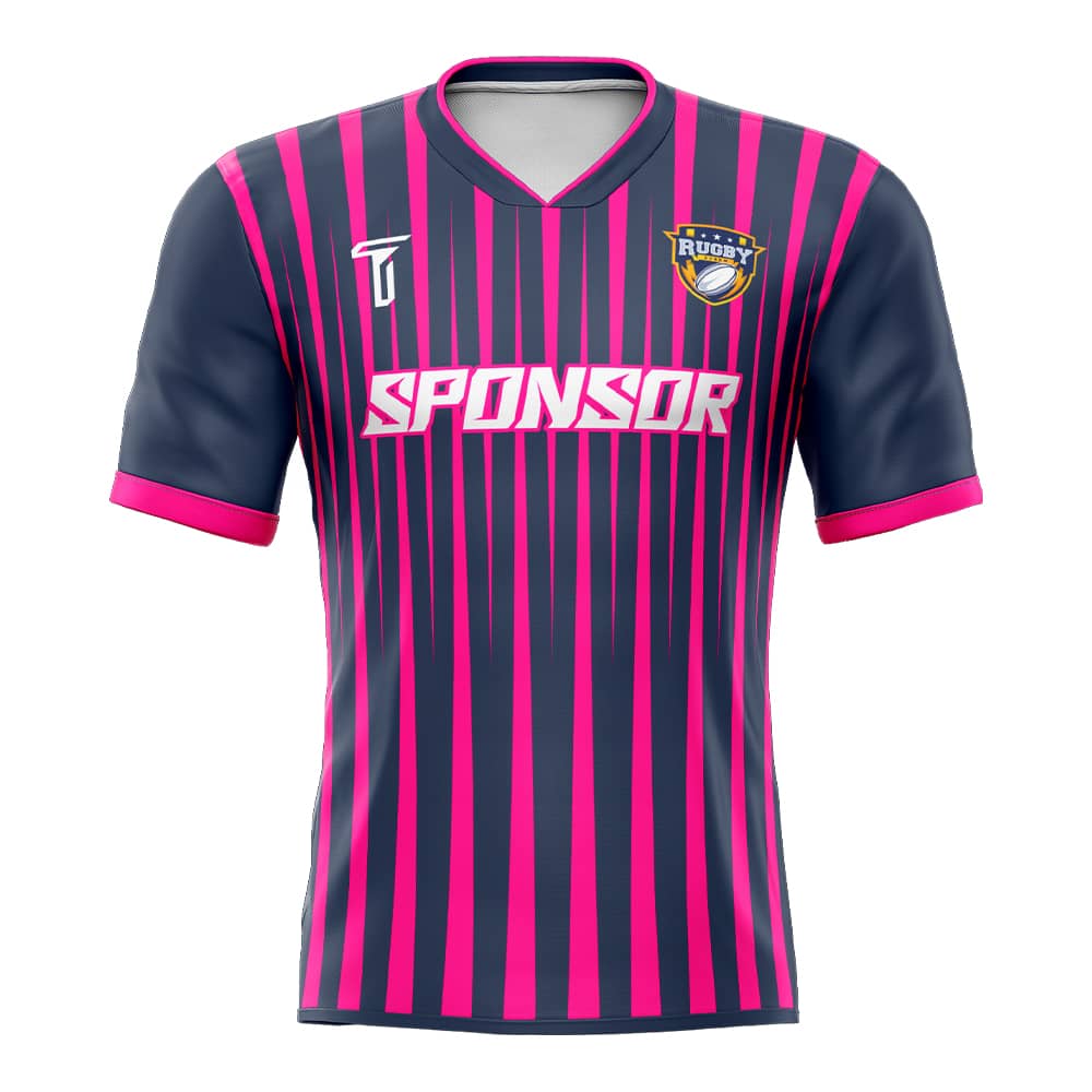 Custom Plum Red Stripe Club Match Rugby Jersey