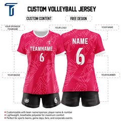 Custom Rose Radial Women's Volleyball Jersey Set