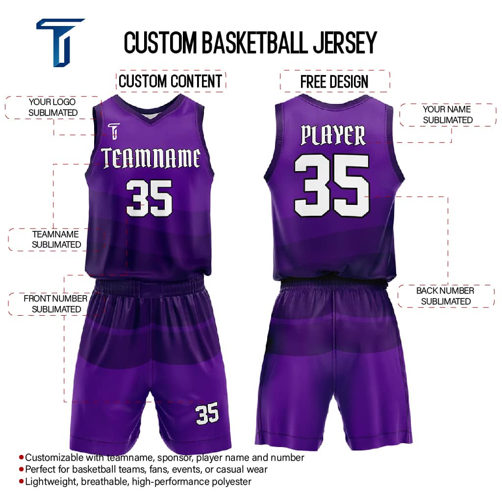 Custom Violet Fade Adult Youth Basketball Jersey Set