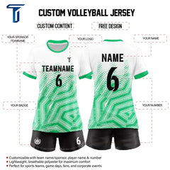 Custom Green Polyline Women's Volleyball Jersey Set