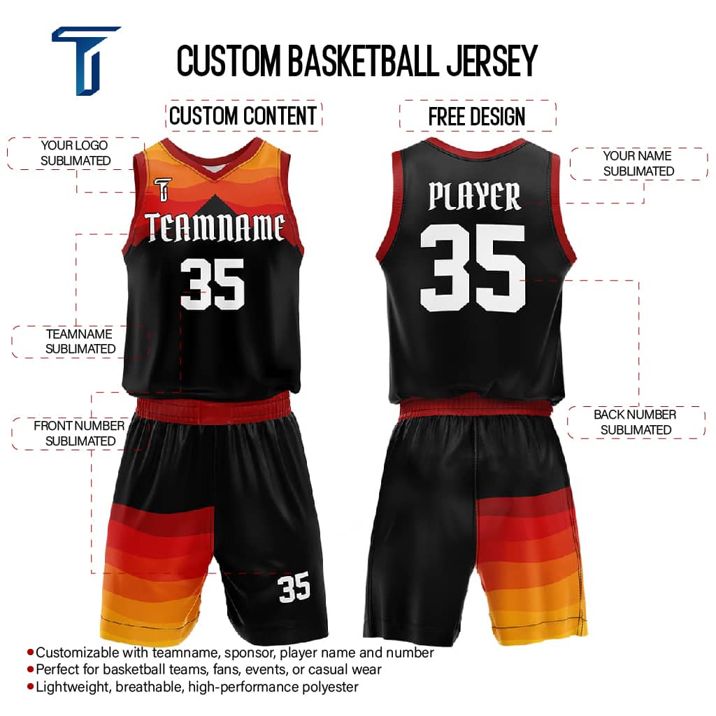 Custom Sunset Adult Youth Basketball Jersey Set