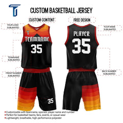 Custom Sunset Adult Youth Basketball Jersey Set
