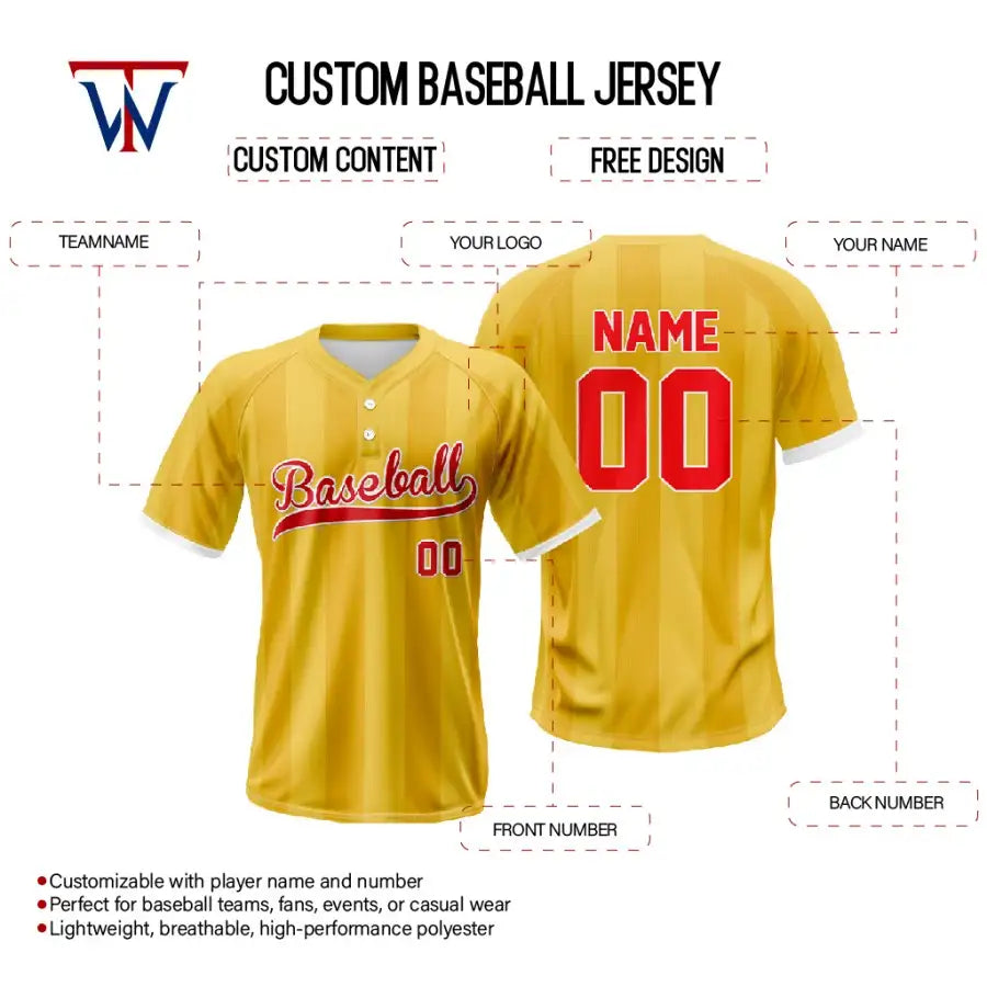 Custom Corn Stripe Two-Button Baseball Jersey