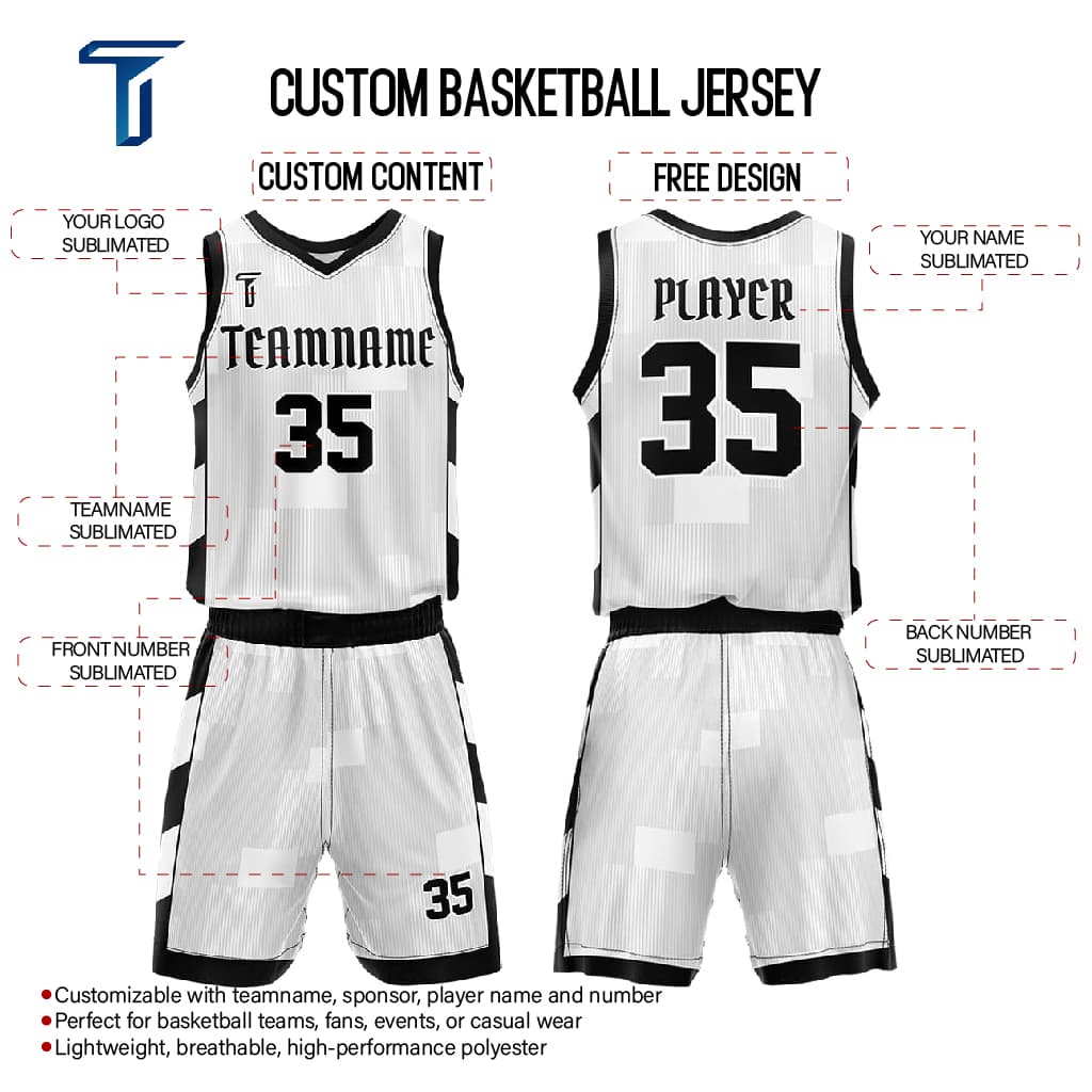 Custom Monochrome Adult Youth Basketball Jersey Set
