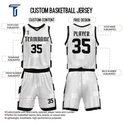 Custom Monochrome Adult Youth Basketball Jersey Set