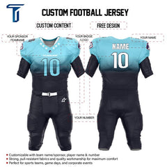 Custom Blue Gradient American Football Jersey & Navy Integrated Pants