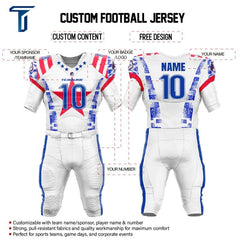 Custom National Flag American Football Jersey & White Integrated Pants