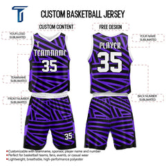 Custom Zebra Clash Adult Youth Basketball Jersey Set