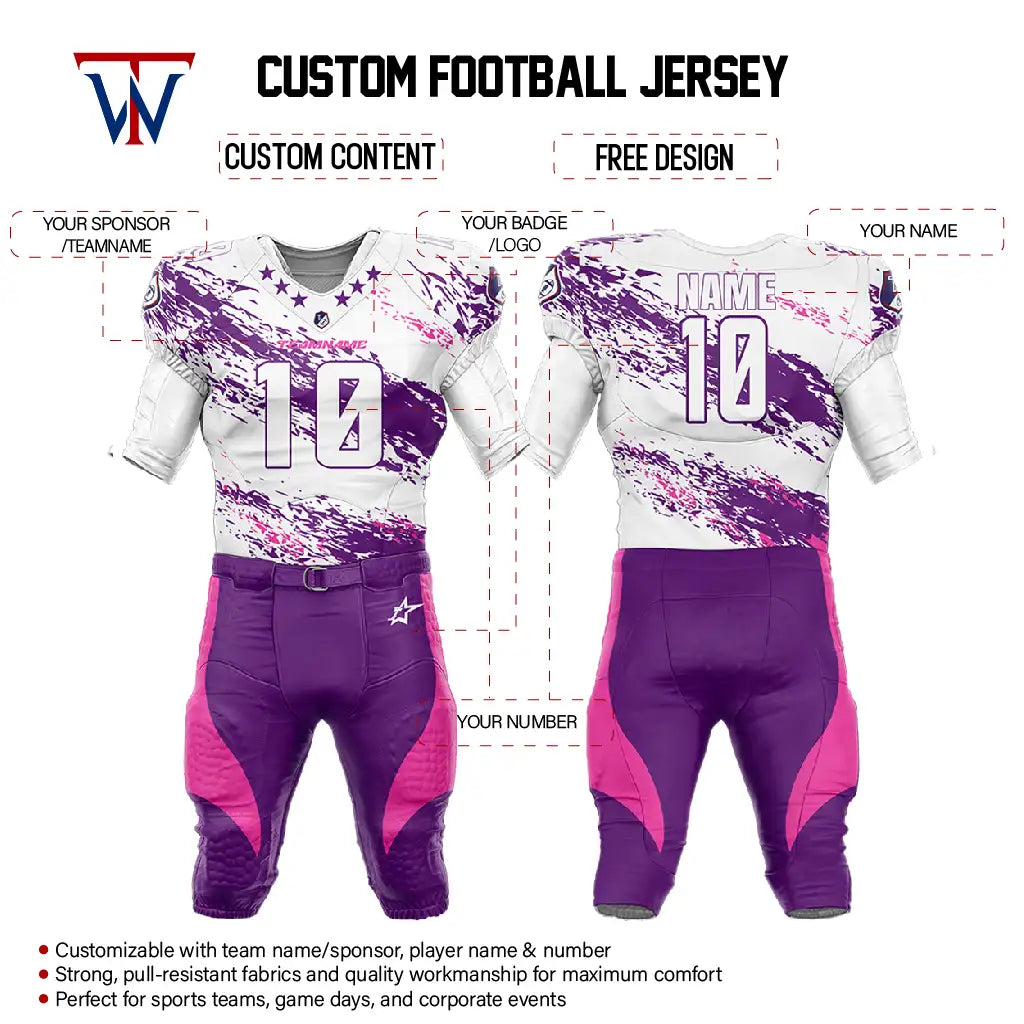 Custom Brush American Football Jersey & Waves Integrated Pants