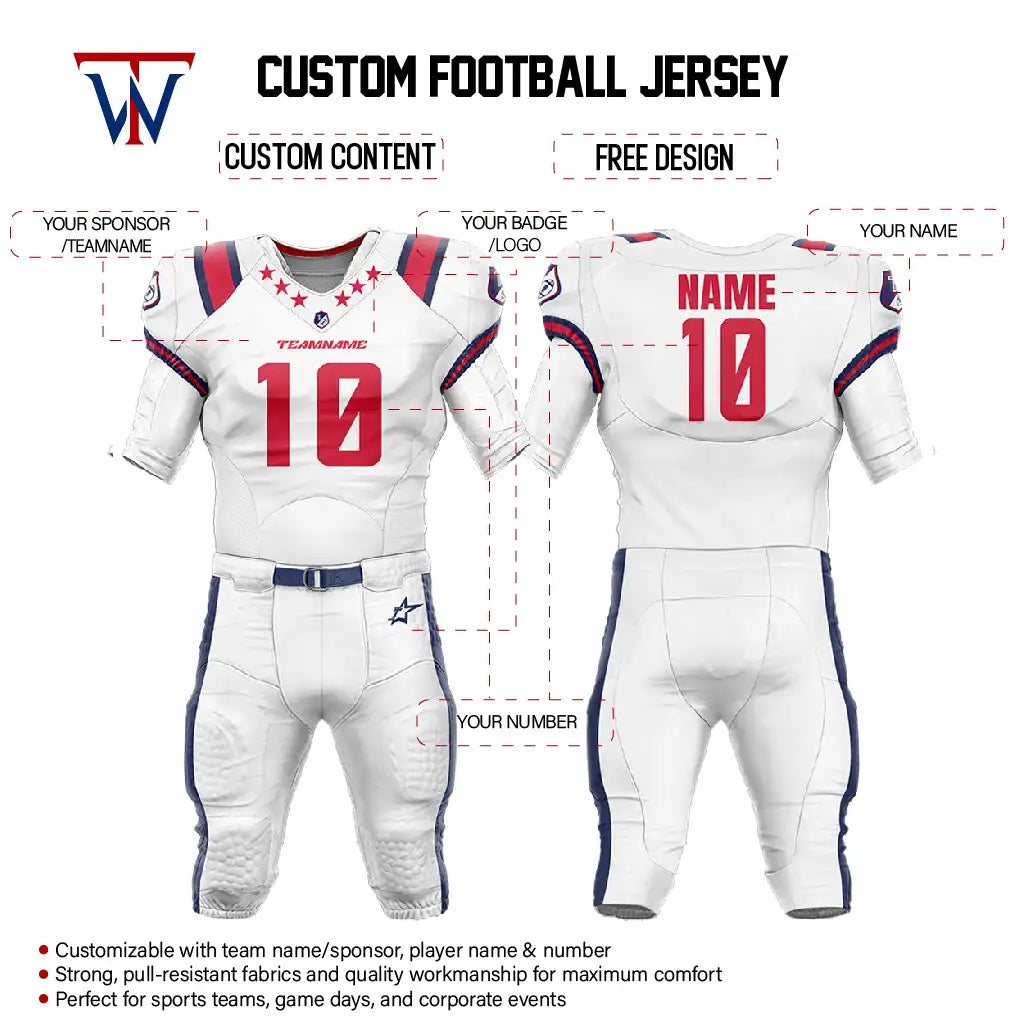 Custom Orange-White American Football Jersey & Stripe Integrated Pants