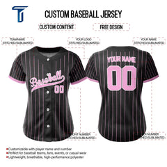 Blush Pinstripe Custom Full Button Baseball Jersey for Women