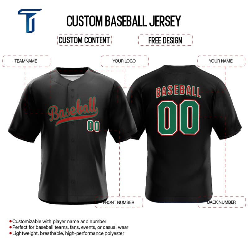 Custom Black Full Button Mexico Baseball Jersey