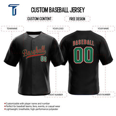 Custom Black Full Button Mexico Baseball Jersey