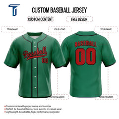 Custom Green Black Full Button Mexico Baseball Jersey