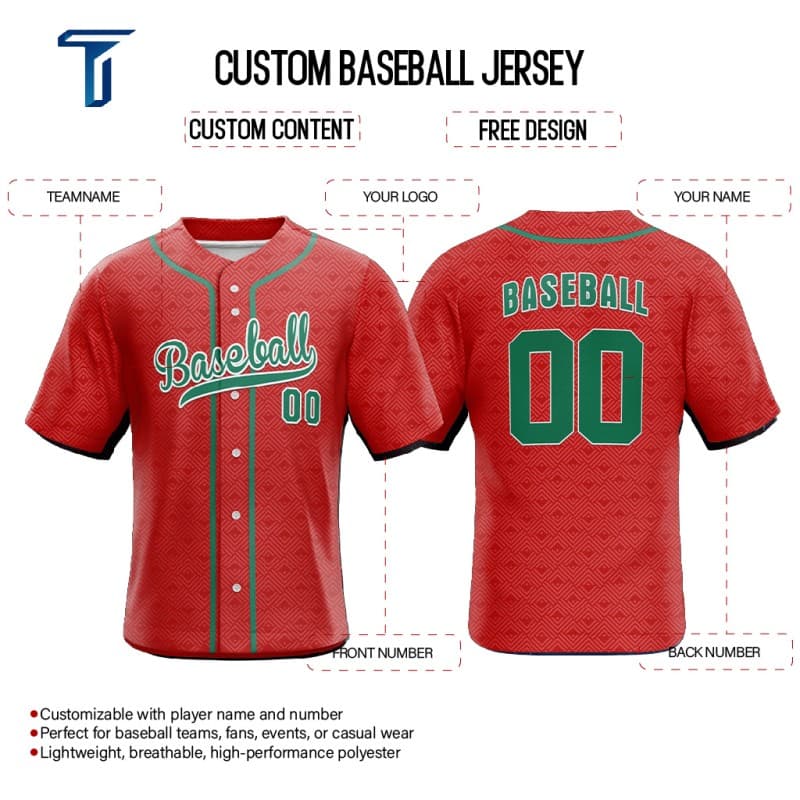 Custom Red Full Button Mexico Baseball Jersey
