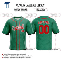 Custom Green Red Full Button Mexico Baseball Jersey