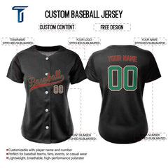 Custom Black Full Button Mexico Baseball Jersey for Women
