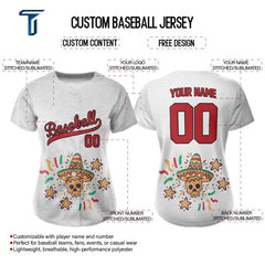 Custom Sugar Skulls Full Button Mexico Baseball Jersey for Women