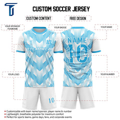 Dynamic Stripes Custom Team Adult Youth Blue Soccer Jersey