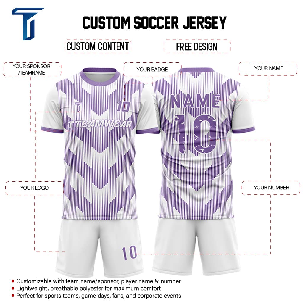 Dynamic Stripes Custom Team Adult Youth Violet Soccer Jersey