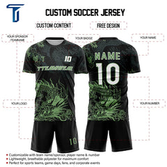 Dragon Custom Team Adult Youth Black Soccer Jersey Set