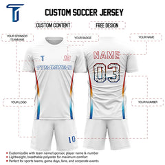 Iridescent Custom Team Adult Youth White Soccer Jersey Set