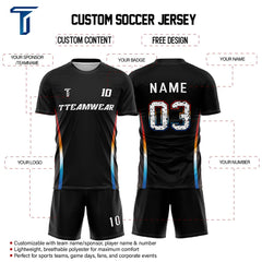 Iridescent Custom Team Adult Youth Black Soccer Jersey Set