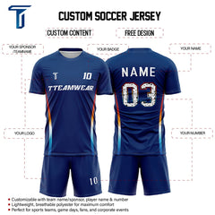 Iridescent Custom Team Adult Youth Blue Soccer Jersey Set
