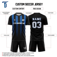 Blue Stripes Custom Team Adult Youth Soccer Jersey Set