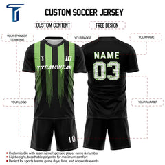 Green Stripes Custom Team Adult Youth Soccer Jersey Set