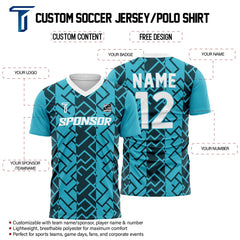 Geometric Custom Team Adult Youth Blue Soccer Jersey