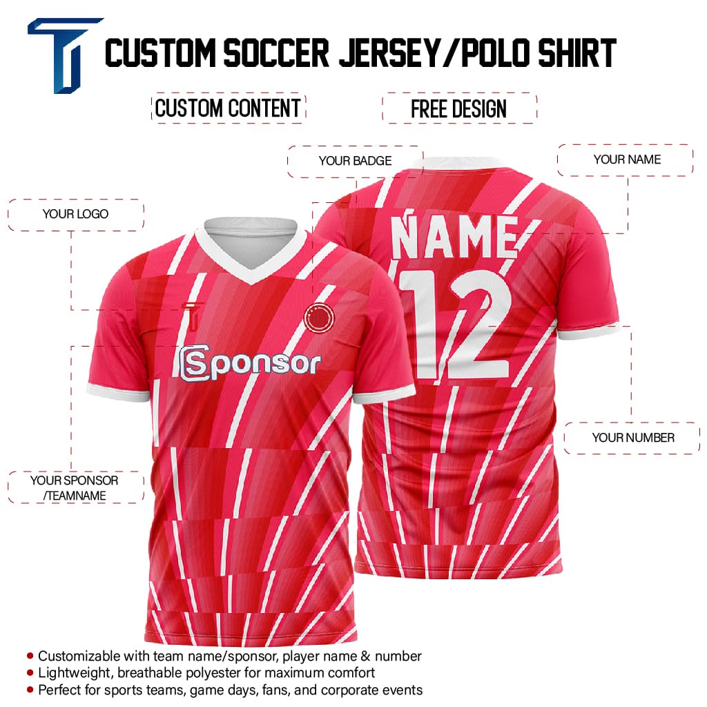 Vortex Custom Team Adult Youth Red Soccer Jersey