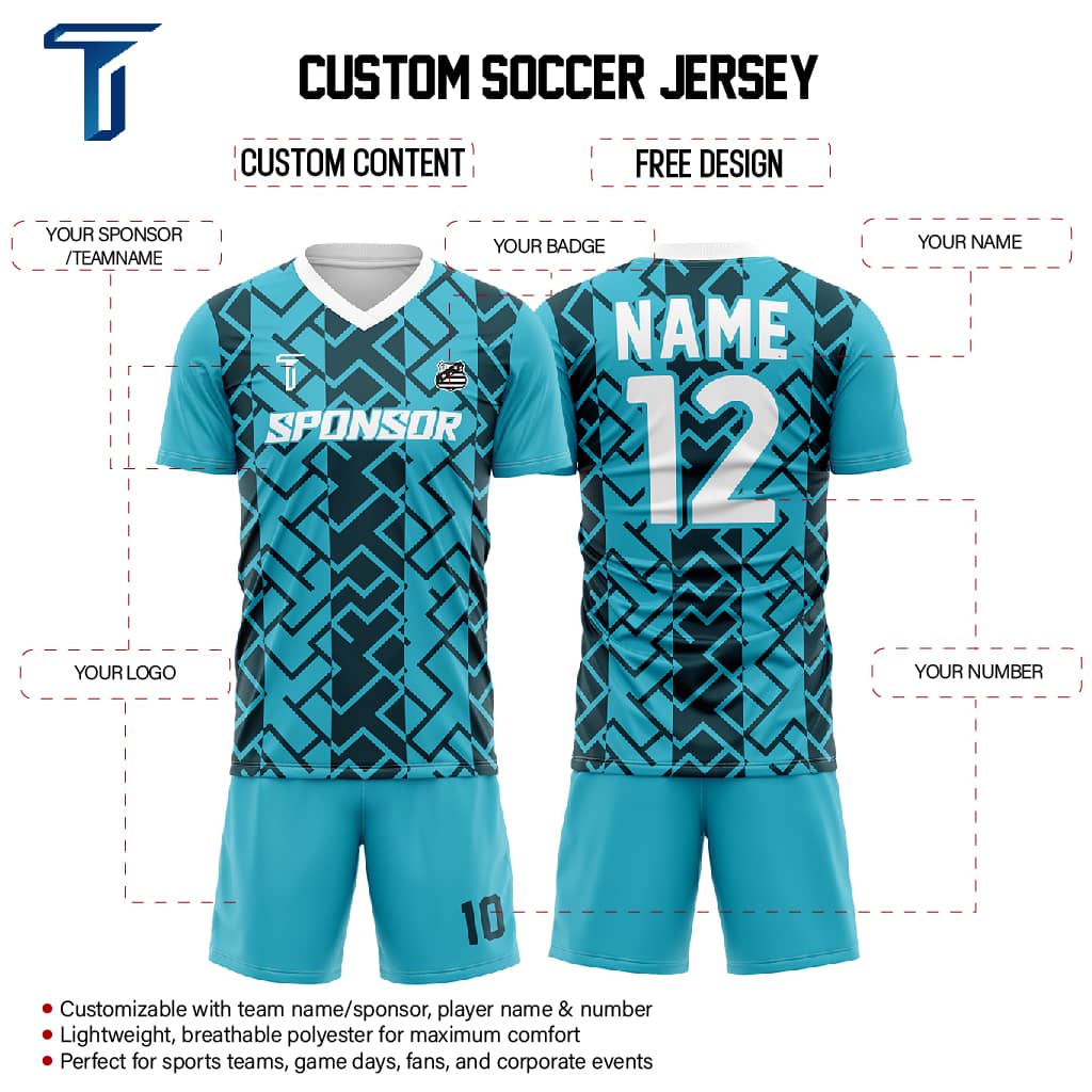 Geometric Custom Team Soccer Jersey Set