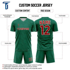 Custom Green Herringbone Mexico Soccer Jersey Uniform Set