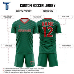 Custom Green Chevron Mexico Soccer Jersey Uniform Set