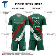 Custom Green Red-White Mexico Soccer Jersey Uniform Set