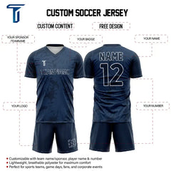 Custom Blue Leaves Team Soccer Jersey Uniform Set