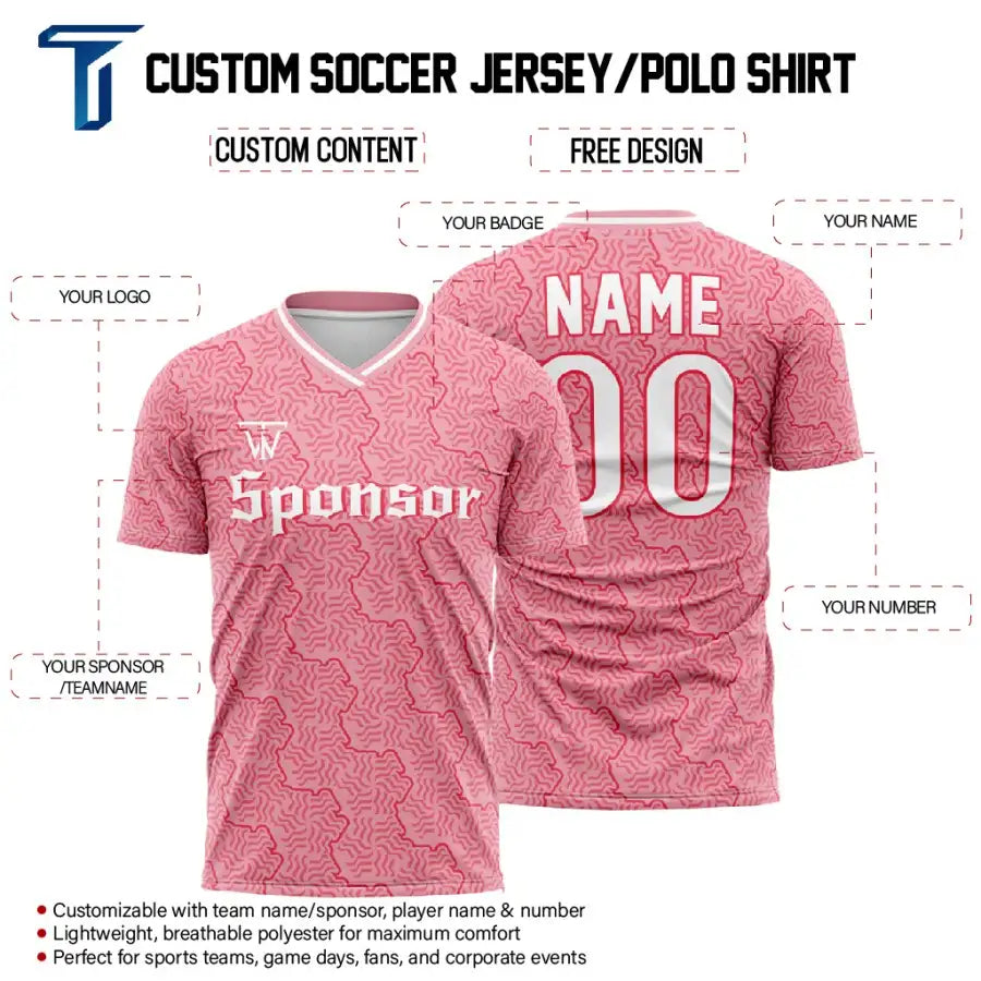 Custom Pink Puzzle Team Soccer Jersey