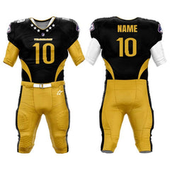 Custom Black American Football Jersey & Yellow Integrated Pants