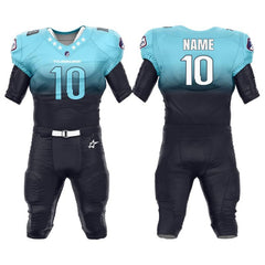Custom Blue Gradient American Football Jersey & Navy Integrated Pants