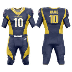 Custom Blue Yellow American Football Jersey & Waves Integrated Pants