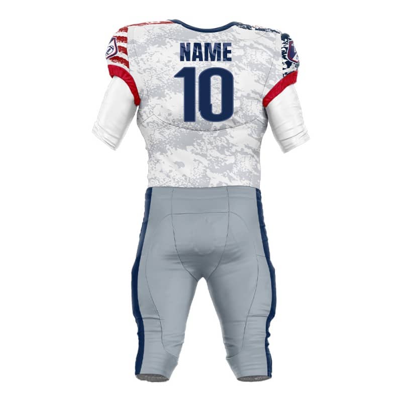 Custom Camo National Flag American Football Jersey & Grey Integrated Pants