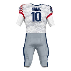 Custom Camo National Flag American Football Jersey & Grey Integrated Pants