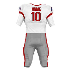 Custom White Red American Football Jersey & Grey Integrated Pants