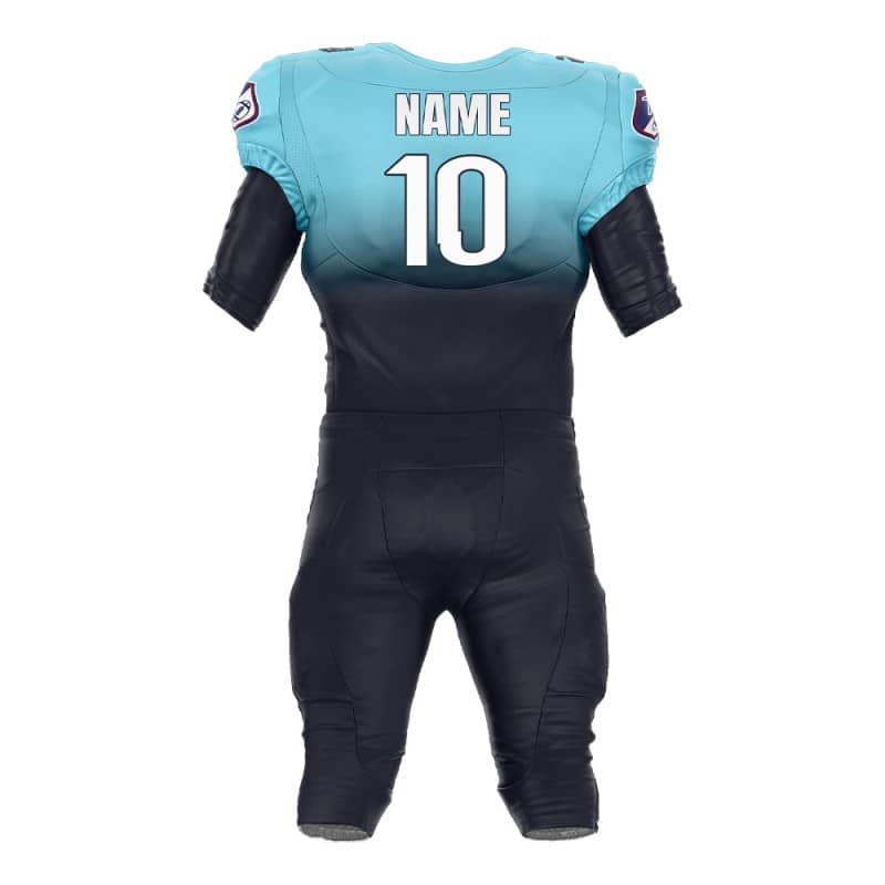 Custom Blue Gradient American Football Jersey & Navy Integrated Pants